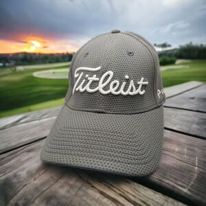 Titleist Tour Elite Legacy Flex Fit Hat M/L New Era Golf Charcoal Embroidered